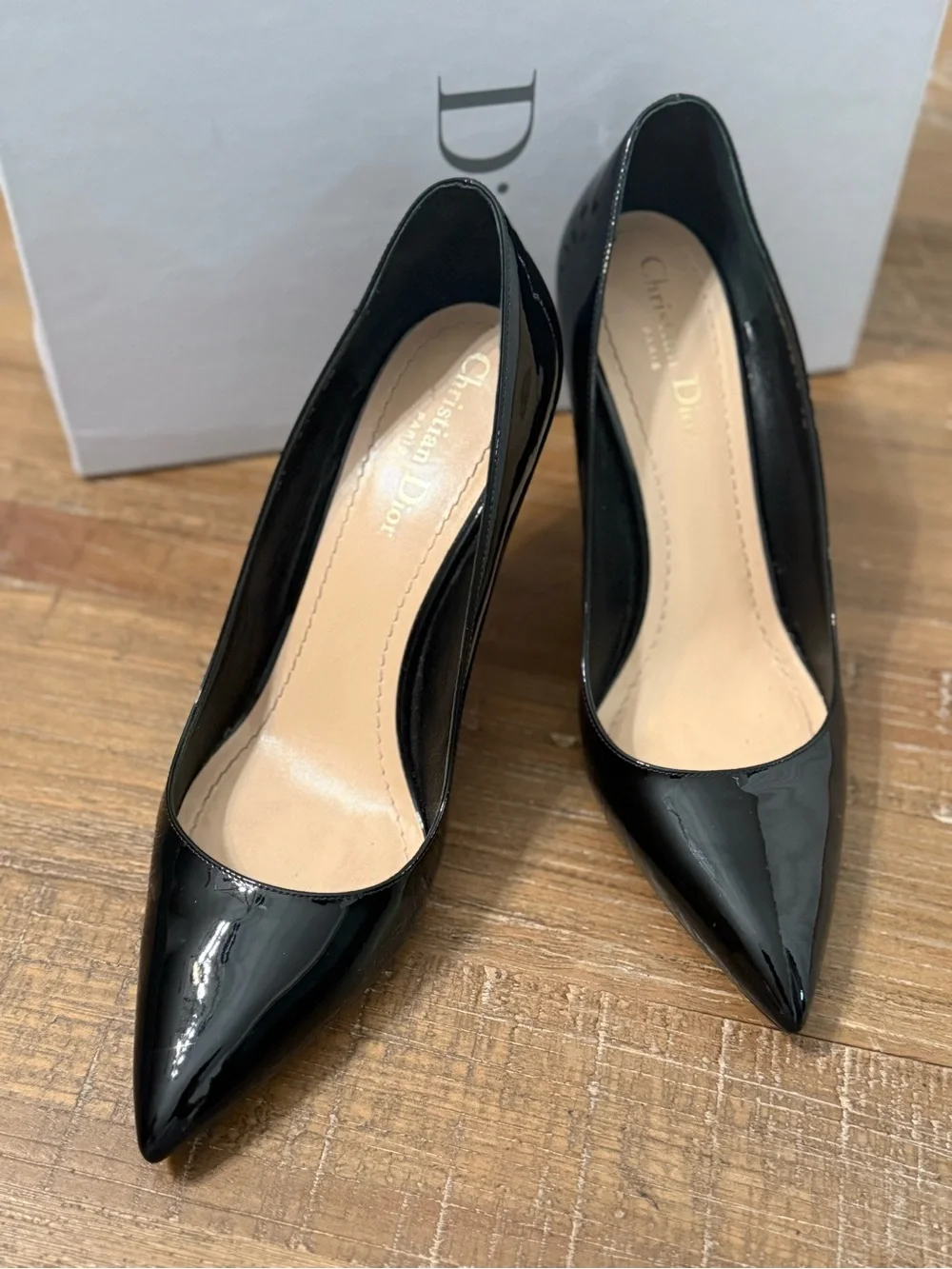 Dior Black Patent Leather Pointed Pumps with Stiletto Heel - Picture 9 of 12